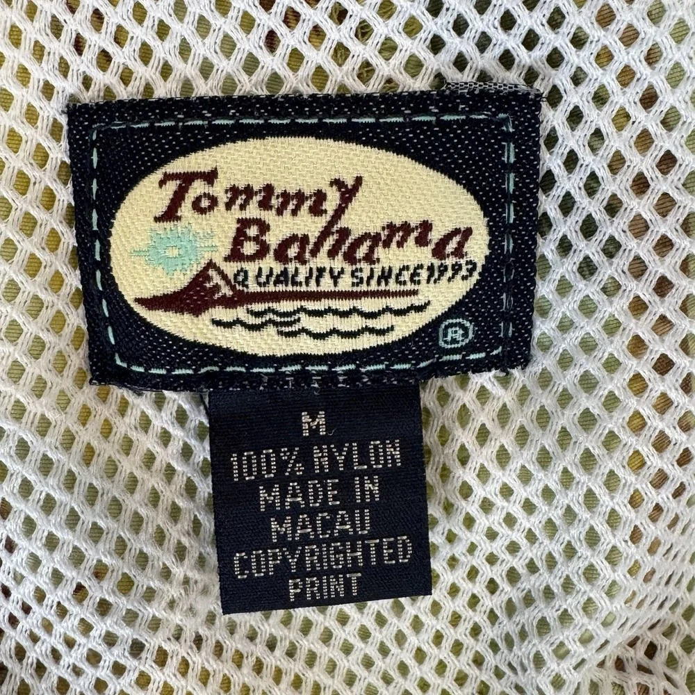 VTG Tommy Bahama Swimming Trunks Shorts Mens M Green Yellow Palm Floral Print